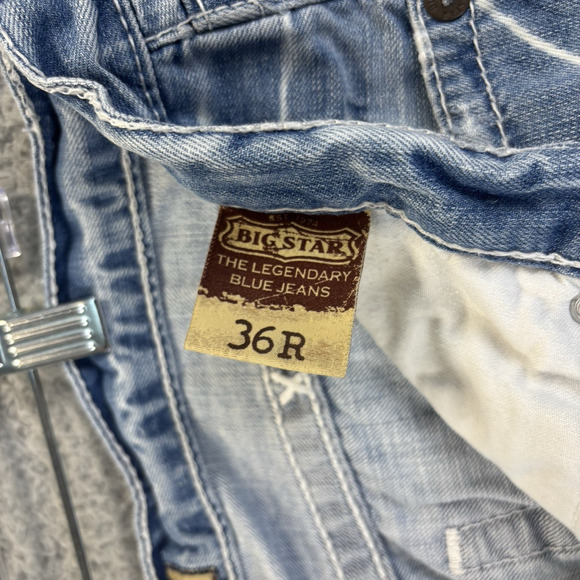 Big Star Pioneer Boot Cut Jean Mens 36R Light Wash Distressed Cowboy Rodeo Ranch - Picture 9 of 11